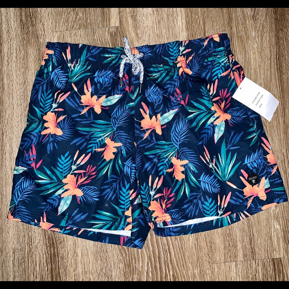 Men’s Blue Molokai Tropical Swim Trunks NWT